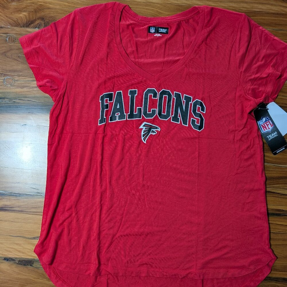 NWT NFL Team Apparel Atlanta Falcons Women's Red V-Neck T-Shirt Large